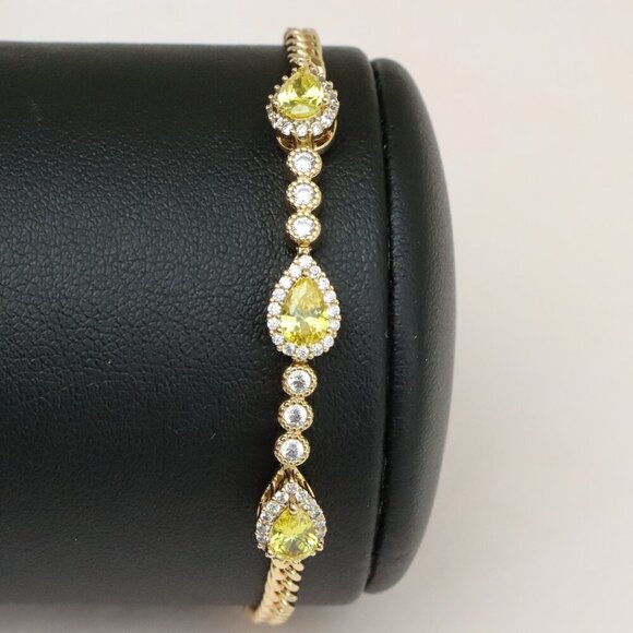 "Rose Gold Bracelet with Yellow Teardrop Stones, XPBL0784 - Picture 1 of 13